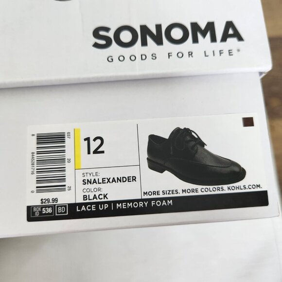 Sonoma Alexander Black Lace Up Dress Shoes Memory Foam Boys Size 12 M - Picture 12 of 12